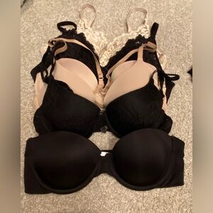 6 black/nude bras. Size 34 B. Maidenform/Auden